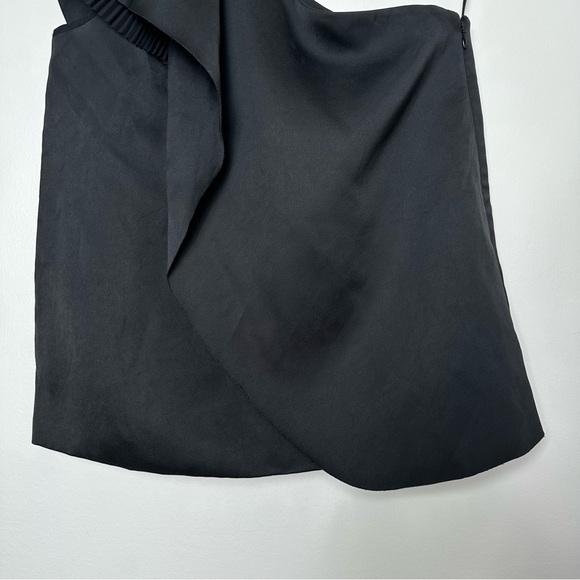 Club Monaco Feminine One Shoulder Satin Statement Ruffle Pleated Chiffon Top - Picture 10 of 11